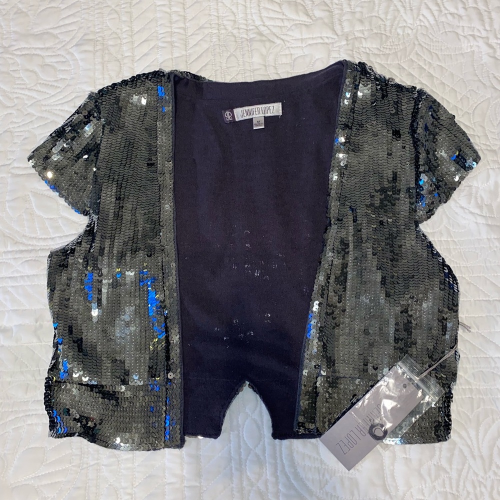 Sequined crop sweater
